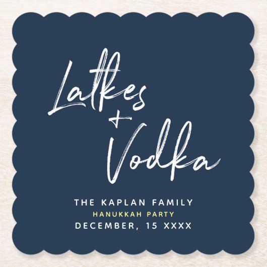 Chanukka-SkriptLatkes und Wodka-Marine-Untersetzer Untersetzer (Vorderseite)