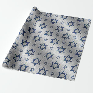 Chanukka Stern von David Blau Silber Metallischer Geschenkpapier