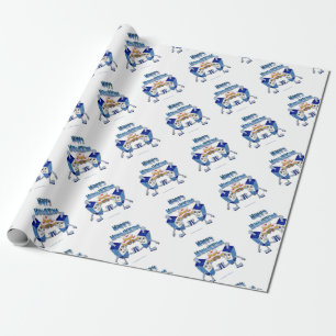 Chanukka tanzende Dreidels und Geleebonbons Geschenkpapier