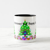 Chanukka und Weihnachten Zweifarbige Tasse (Mittel)