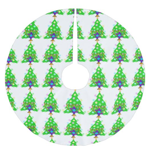 Chanukka-Weihnachten zwischen Glaubensrichtungen Polyester Weihnachtsbaumdecke (Vorderseite)