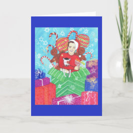 Chanukka-Weihnachtsfeiertags-Gruß-Karte mit Hund Feiertagskarte