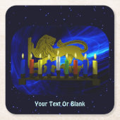 Chanukkah Brass Lion Menorah Rechteckiger Pappuntersetzer (Vorderseite)