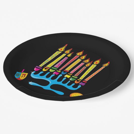 Chanukkah, Hanukkah Menorah Papierplatte Pappteller (Schrägansicht)