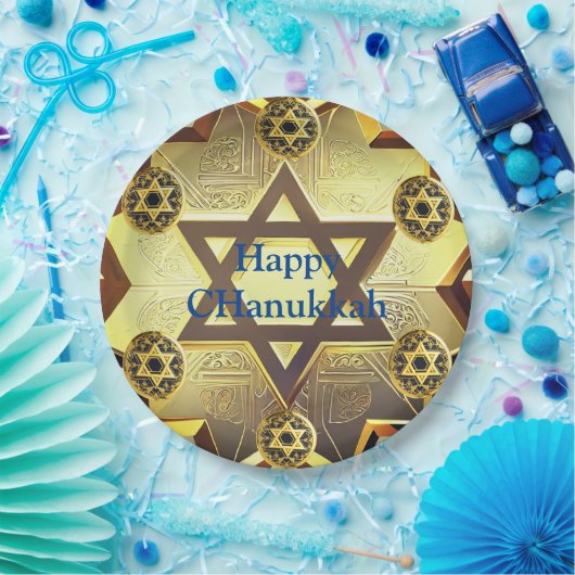 Chanukkah Paper Teller, 9" Rundpapierplatte Pappteller (Party)