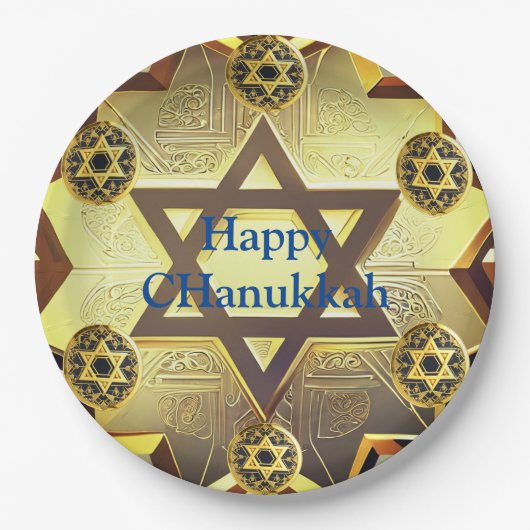 Chanukkah Paper Teller, 9" Rundpapierplatte Pappteller (Vorderseite)