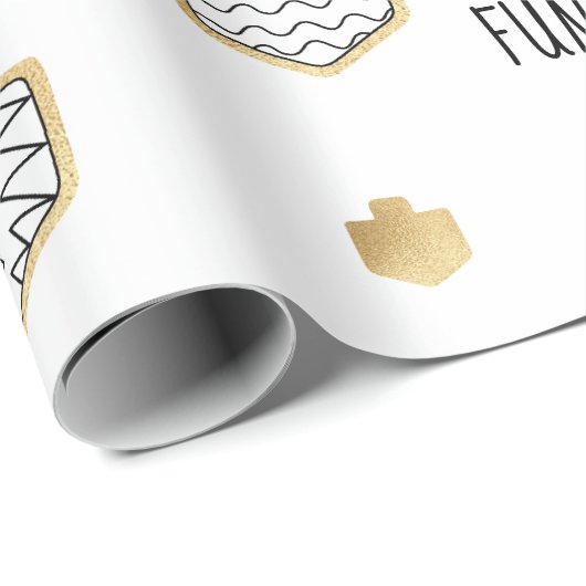 Chanukkah Wrapping Paper Black Gold Personalisieru Geschenkpapier (Rolleneckpunkt)