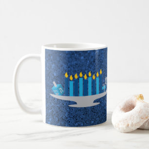 Chanukkapotpourri-blauer Imitat-Glitter Kaffeetasse