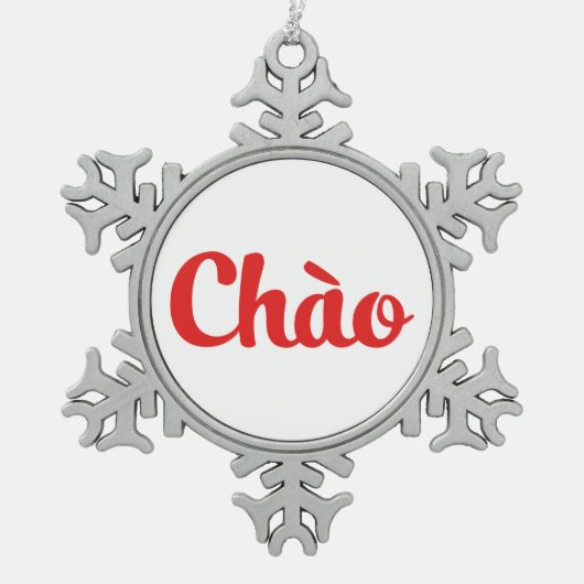 Chào / Hello ~ Vietnam / Vietnamese / Tiet ng Vivi Schneeflocken Zinn-Ornament (Vorderseite)