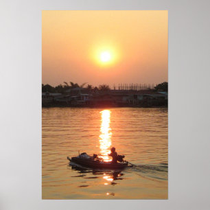 Chao Phraya Fluss Sonnenuntergang ... Ayutthaya, T Poster