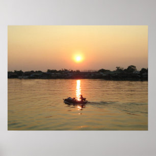 Chao Phraya Fluss Sonnenuntergang ... Ayutthaya, T Poster