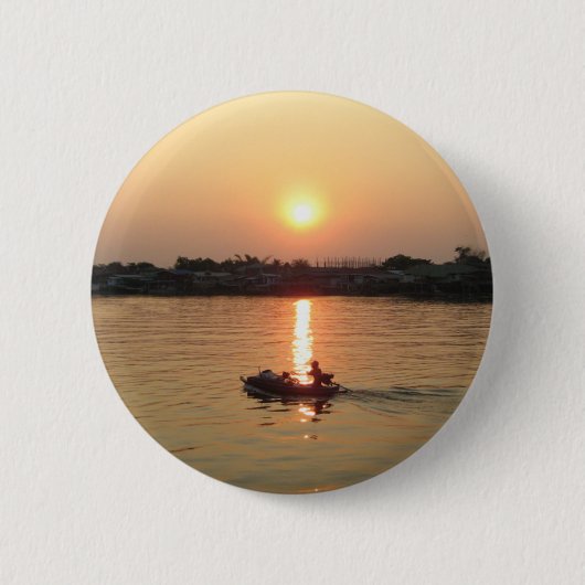 Chao Phraya Fluss Sunset ... Ayutthaya, Thailand Button (Vorderseite)