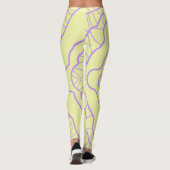 Chaos Abstrakt Gelb mit Lila Wavy Lines Leggings (Rückseite)