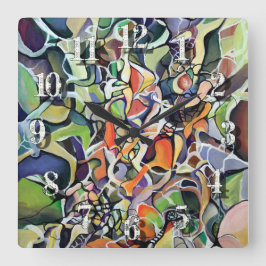 Chaos Abstrakter Expressionismus Zeitgenössische K Quadratische Wanduhr