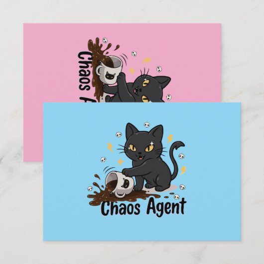 Chaos-Agent Schwarze Katze Dankeskarte (Vorne/Hinten)