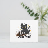 Chaos-Agent Schwarze Katze Postkarte (Stehend Vorderseite)