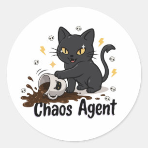 Chaos-Agent Schwarze Katze Runder Aufkleber