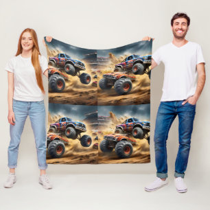 Chaos auf Rädern: Monster Truck Smash Derby Fleecedecke