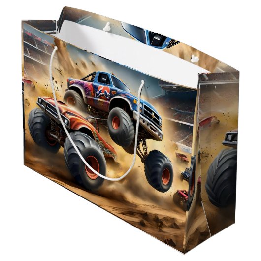 Chaos auf Rädern: Monster Truck Smash Derby Große Geschenktüte (Rückseite Schrägansicht)