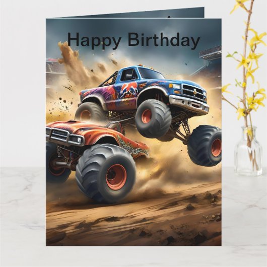 Chaos auf Rädern: Monster Truck Smash Derby Karte (Gelbe Blume)