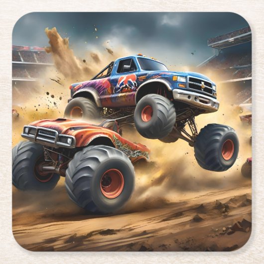 Chaos auf Rädern: Monster Truck Smash Derby, Rechteckiger Pappuntersetzer (Vorderseite)