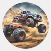 Chaos auf Rädern: Monster Truck Smash Derby Runder Aufkleber (Vorderseite)