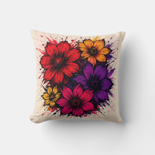 Chaos Bloom - Bold Floral Splash Kissen (Vorderseite)
