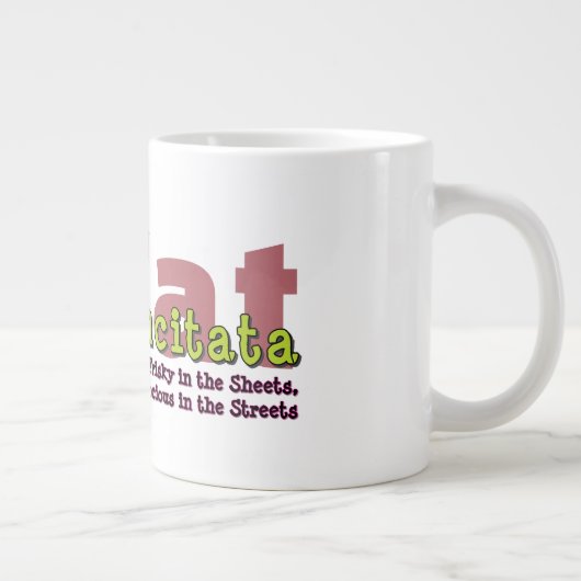 Chaos Cat 20oz Mug – Incitata: Frisky in Sheets Jumbo-Tasse (Rechts)