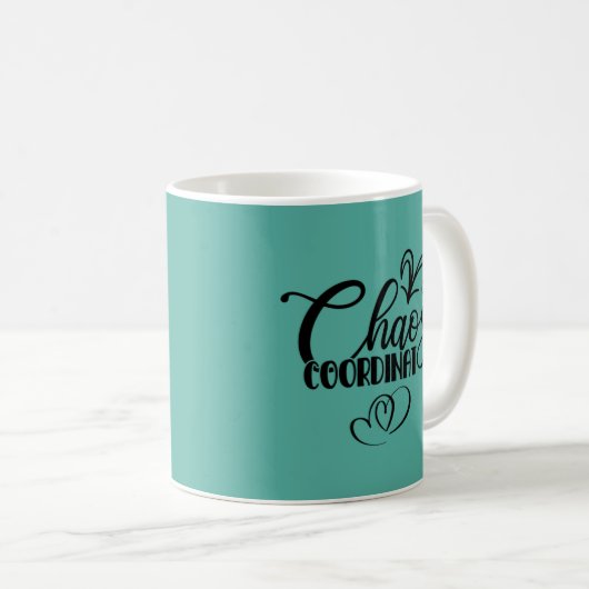 Chaos Coordinator Black and Aquamarin Coffee Tasse (VorderseiteRechts)