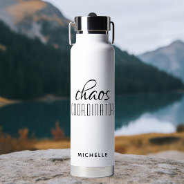 Chaos Coordinator Black Calligraphy Script Name Trinkflasche