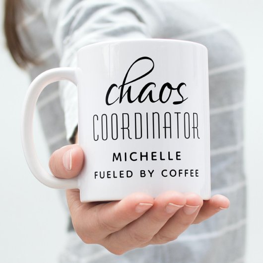 Chaos Coordinator Black Typografy Personalisiert Kaffeetasse