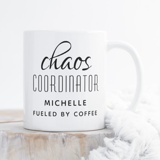 Chaos Coordinator Black Typografy Personalisiert Kaffeetasse