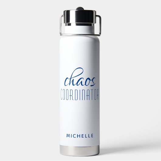 Chaos Coordinator Blue Calligraphy Script Name Trinkflasche (Hinten)