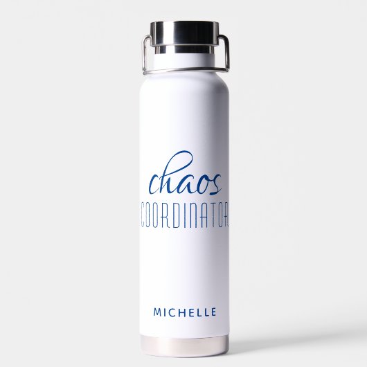 Chaos Coordinator Blue Calligraphy Script Name Trinkflasche (Rückseite)