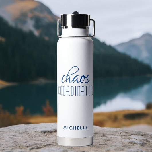 Chaos Coordinator Blue Calligraphy Script Name Trinkflasche