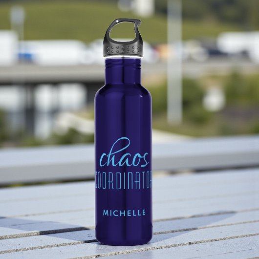 Chaos Coordinator Blue Typografy Individuelle Name Edelstahlflasche