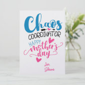Chaos Coordinator Card - Funny Mother Day Einladun Einladung (Stehend Vorderseite)