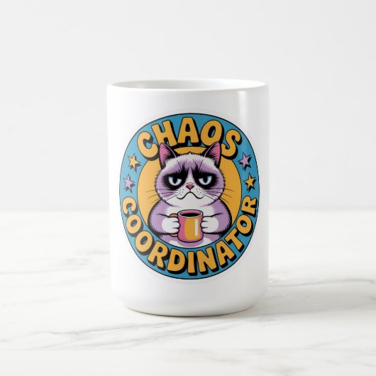 Chaos Coordinator Cat Sticker - Funny Grumpy Coffe Kaffeetasse (Mittel)