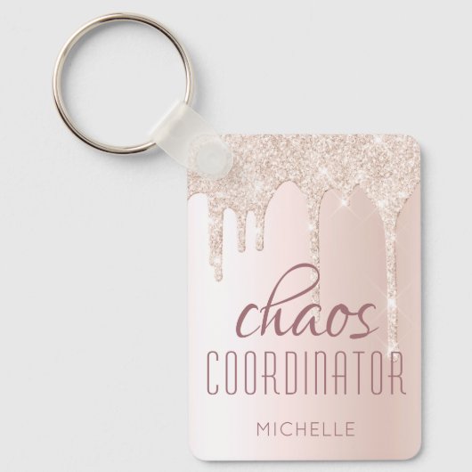 Chaos Coordinator Chic Girly Glitzer Personalisier Schlüsselanhänger (Vorderseite)