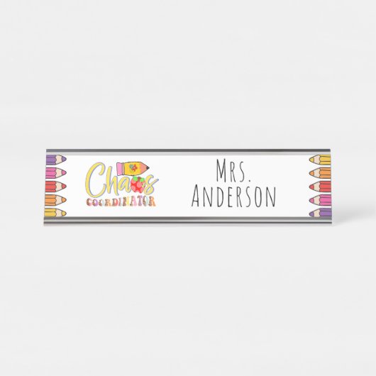 Chaos Coordinator Lehrer Geschenktafel Namensplatt Schreibtischnamensplakette (Vorderseite )