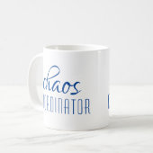 Chaos Coordinator Modernes Blue Script Kaffeetasse (Vorderseite Links)