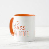 Chaos Coordinator Modernes Orange Script Tasse (Vorderseite Links)