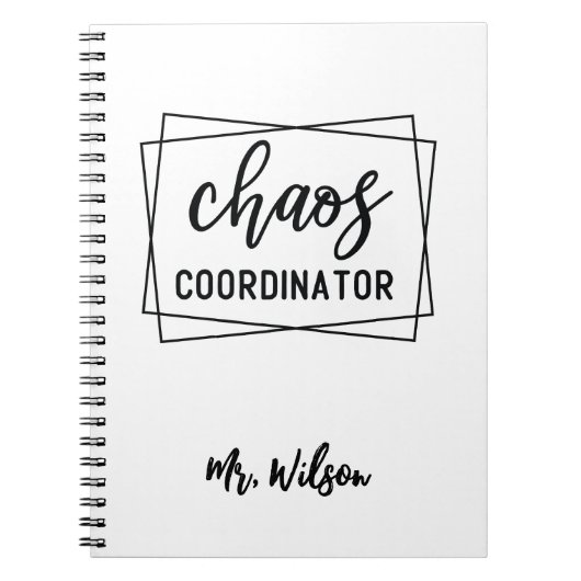 Chaos Coordinator Notebook – Funny Teacher Quote Notizblock (Vorderseite)