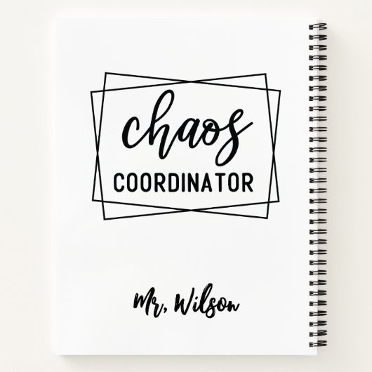 Chaos Coordinator Notebook – Funny Teacher Quote Notizblock (Rückseite)