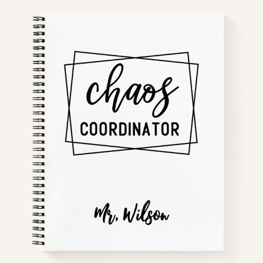 Chaos Coordinator Notebook – Funny Teacher Quote Notizblock (Vorderseite)