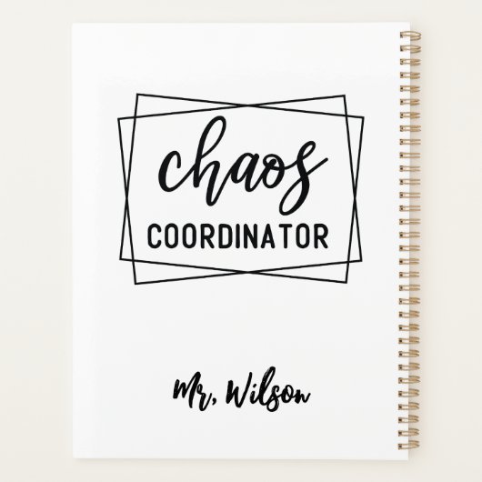 Chaos Coordinator Notebook – Funny Teacher Quote Planer (Rückseite)