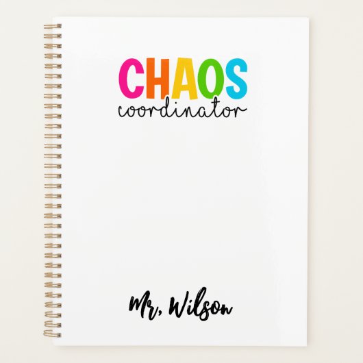 Chaos Coordinator Notebook – Funny Teacher Quote Planer (Vorderseite)