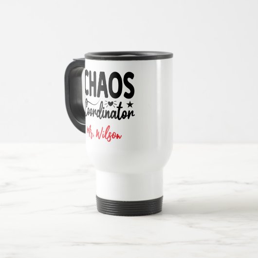 Chaos Coordinator Notebook – Funny Teacher Quote Reisebecher (Vorderseite Links)