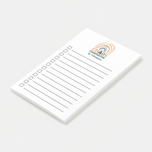 Chaos Coordinator retro boho Regenbogen personalis Post-it Klebezettel (angewinkelt)