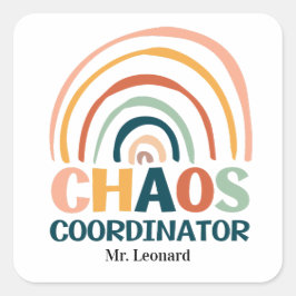 Chaos Coordinator Retrofarben Boho Regenbogen Quadratischer Aufkleber